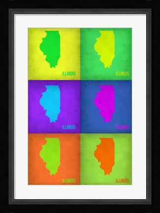 Framed Illinois Pop Art Map 1 Print