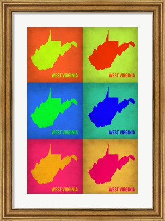 Framed West Virginia Pop Art Map 1 Print