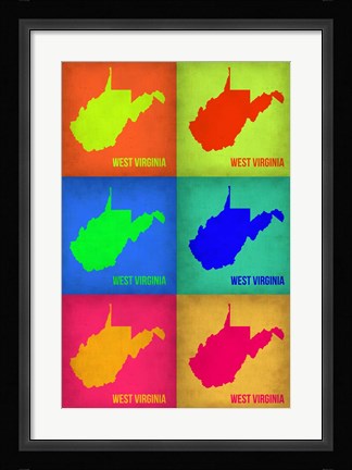 Framed West Virginia Pop Art Map 1 Print