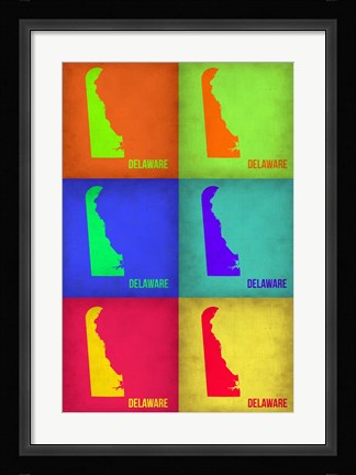 Framed Delaware Pop Art Map 1 Print