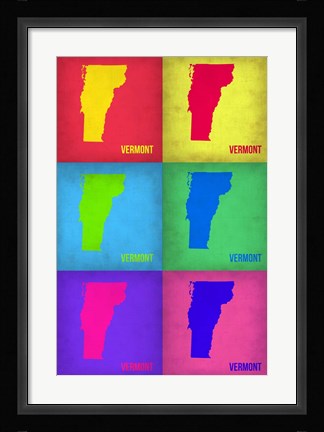 Framed Vermont Pop Art Map 1 Print
