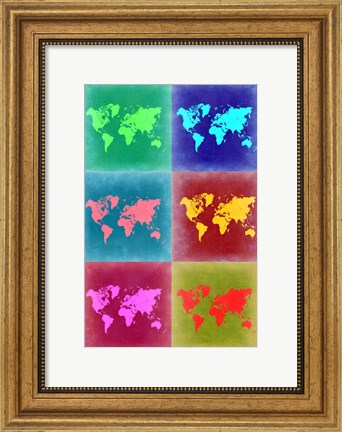Framed World Map Pop Art 4 Print