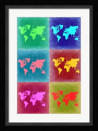 Framed World Map Pop Art 4 Print
