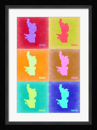Framed Phoenix Pop Art Map 3 Print