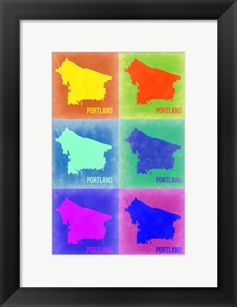 Framed Portland Pop Art Map 3 Print