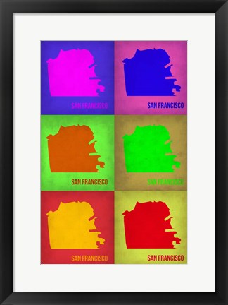 Framed San Francisco Pop Art Map 3 Print