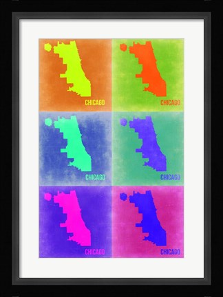 Framed Chicago Pop Art Map 3 Print