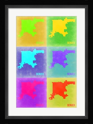 Framed Denver Pop Art Map 3 Print