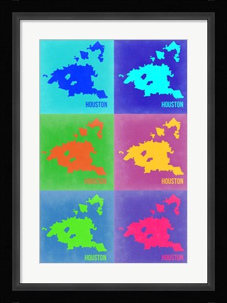Framed Houston Pop Art Map 3 Print