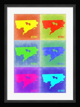 Framed Detroit Pop Art Map 3 Print