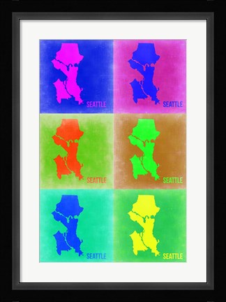Framed Seattle Pop Art Map 3 Print