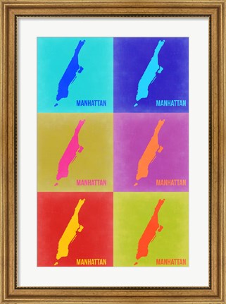Framed Manhattan Pop Art Map 3 Print