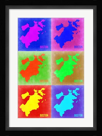 Framed Boston Pop Art Map 3 Print