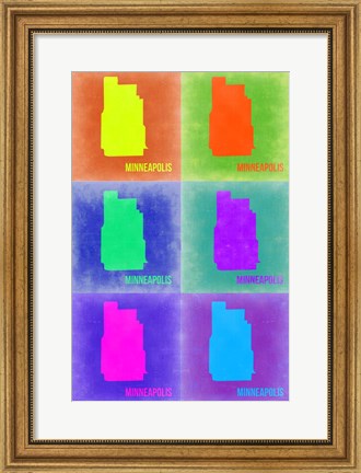 Framed Minneapolis Pop Art Map 3 Print
