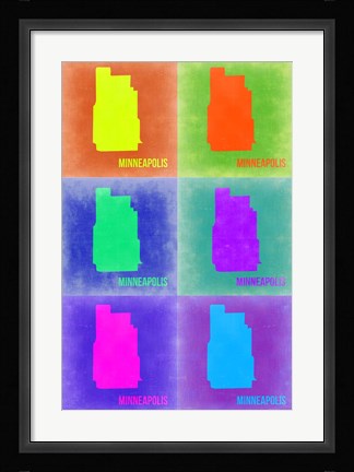 Framed Minneapolis Pop Art Map 3 Print