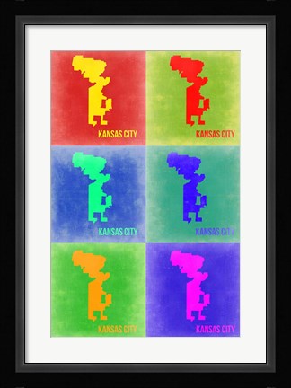 Framed Kansas City Pop Art Map 3 Print