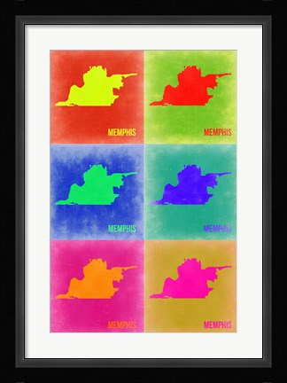 Framed Memphis Pop Art Map 3 Print