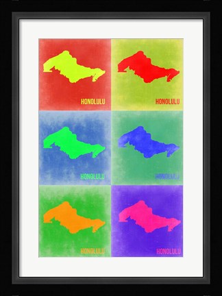 Framed Honolulu  Pop Art Map 3 Print