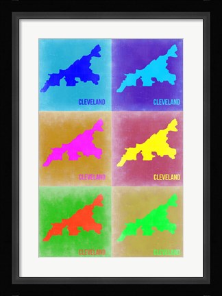 Framed Cleveland Pop Art Map 3 Print