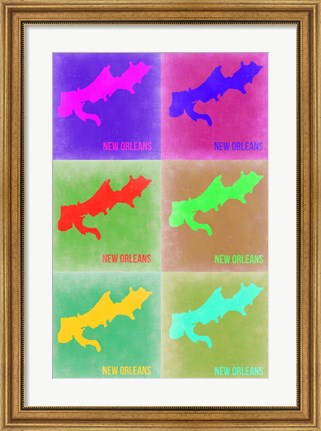 Framed New Orleans Pop Art Map 3 Print