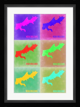 Framed New Orleans Pop Art Map 3 Print
