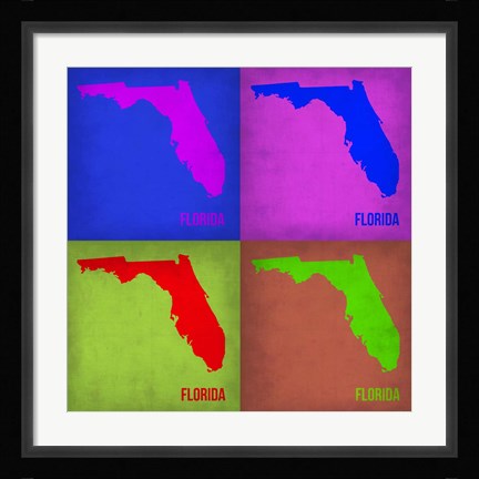 Framed Florida Pop Art Map 1 Print