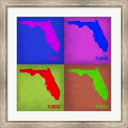 Framed Florida Pop Art Map 1 Print