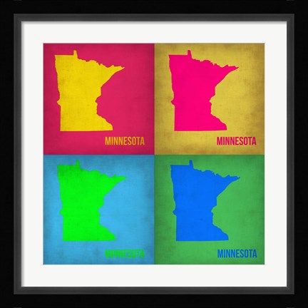 Framed Minnesota Pop Art Map 1 Print