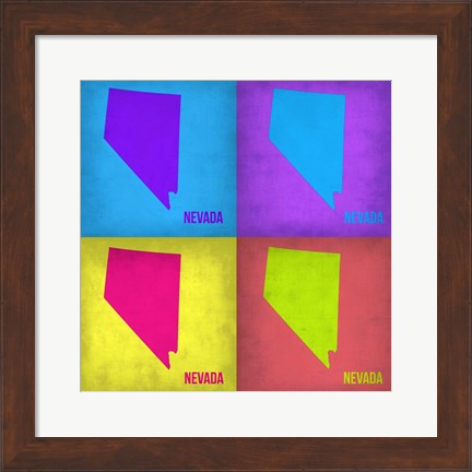 Framed Nevada Pop Art Map 1 Print