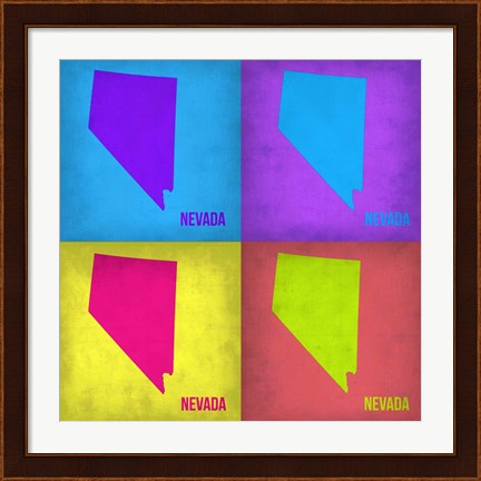 Framed Nevada Pop Art Map 1 Print