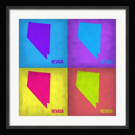 Framed Nevada Pop Art Map 1 Print