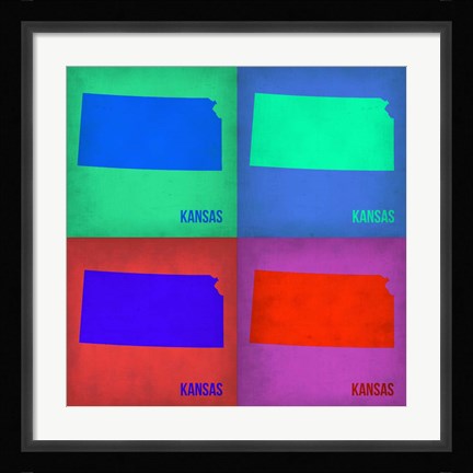 Framed Kansas Pop Art Map1 Print