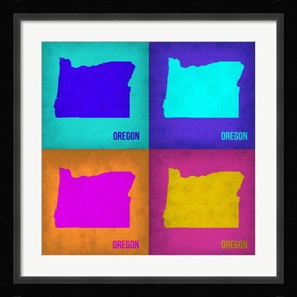 Framed Oregon Pop Art Map1 Print