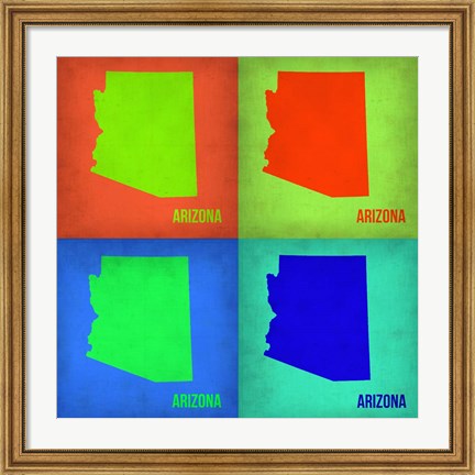 Framed Arizona Pop Art Map1 Print
