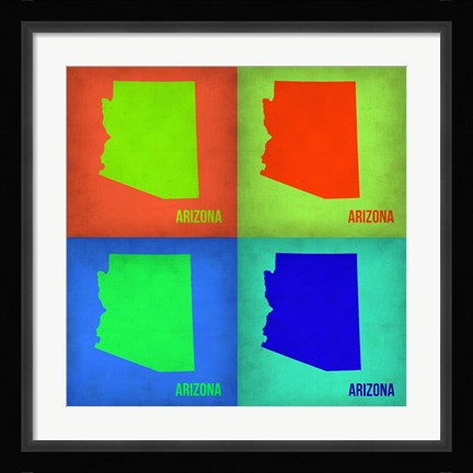 Framed Arizona Pop Art Map1 Print