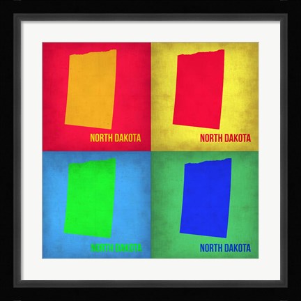 Framed North Dakota Pop Art Map 1 Print
