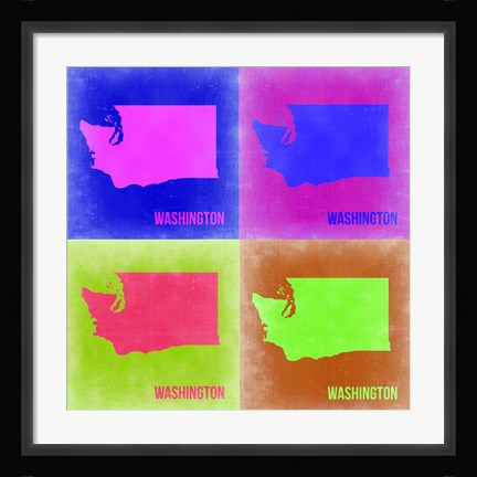 Framed Washington Pop Art Map 2 Print