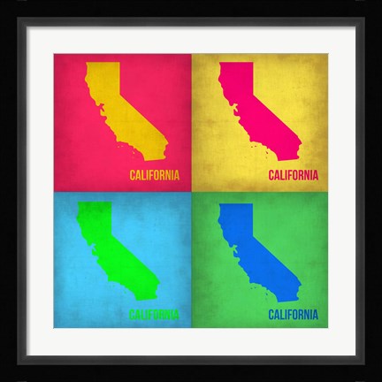 Framed California Pop Art Map 1 Print