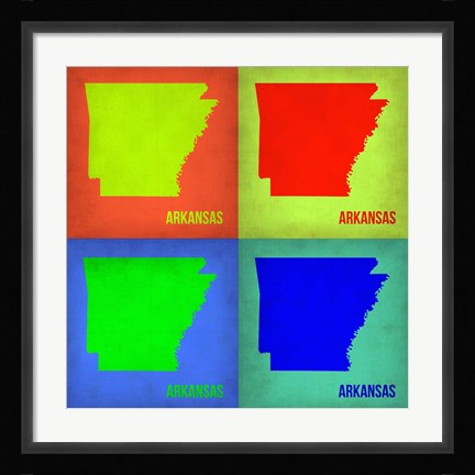 Framed Arkansas Pop Art Map 1 Print