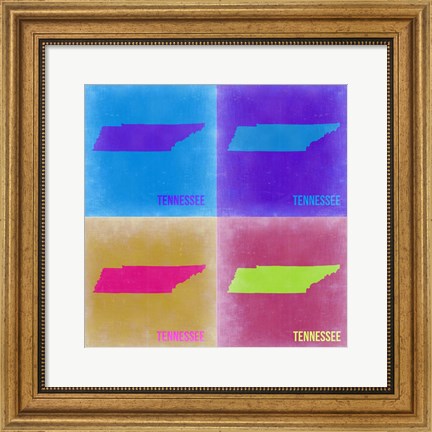 Framed Tennesse Pop Art Map 2 Print