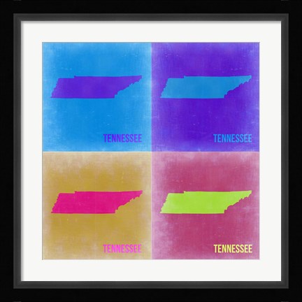 Framed Tennesse Pop Art Map 2 Print