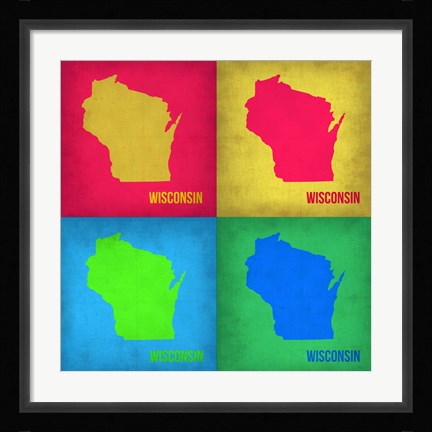 Framed Wisconsin Pop Art Map 1 Print