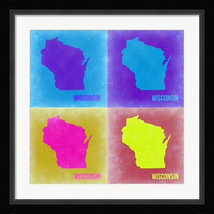 Framed Wisconsin Pop Art Map 3 Print