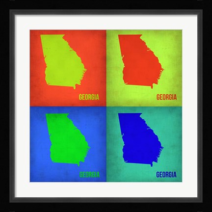 Framed Georgia Pop Art Map 1 Print