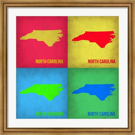 Framed North Carolina Pop Art Map 1 Print