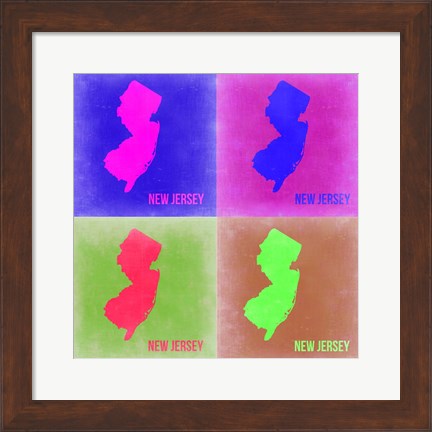 Framed New Jersey Pop Art Map 2 Print
