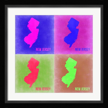 Framed New Jersey Pop Art Map 2 Print