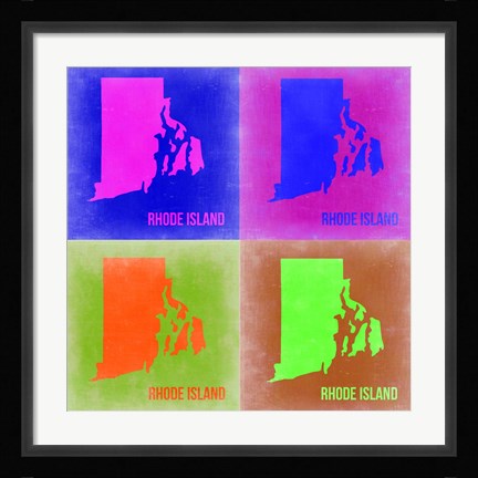 Framed Rhode Island Pop Art Map 2 Print