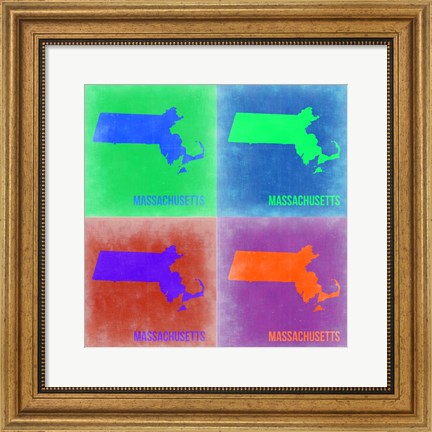 Framed Massachusetts Pop Art Map 2 Print