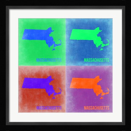 Framed Massachusetts Pop Art Map 2 Print